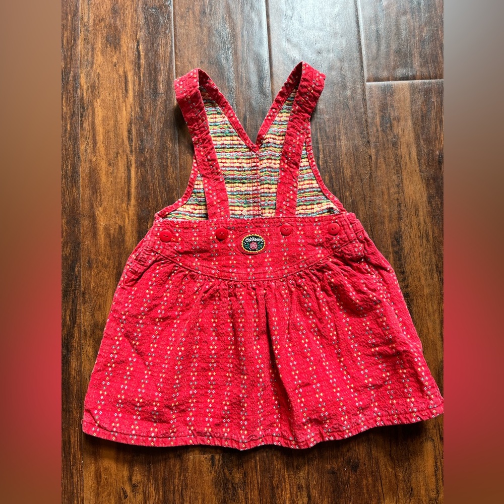Oshkosh Vintage Red Suspender Skirt size 2T Made in the USA